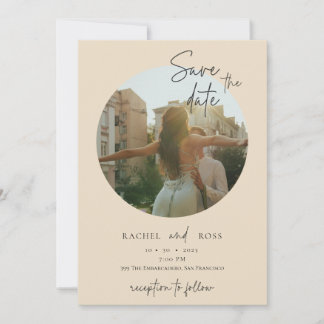 Simple Minimalist Photo | Beige Wedding Invitation