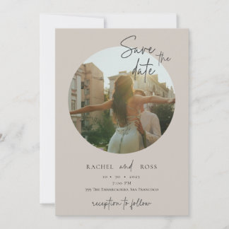 Simple Minimalist Photo | Beige Wedding Invitation