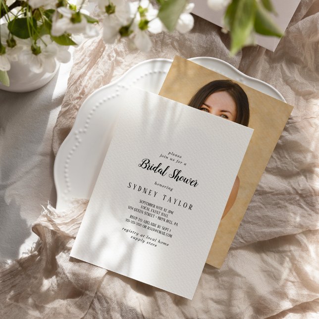 Simple Minimalist Photo Bridal Shower Invitation (Creator Uploaded)