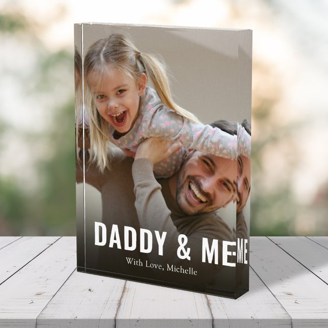 Simple Minimalist Photo Calligraphy Daddy and Me Block (Daddy and me modern photo block template)