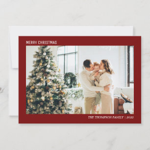 Simple Minimalist Photo Christmas Red Holiday Card
