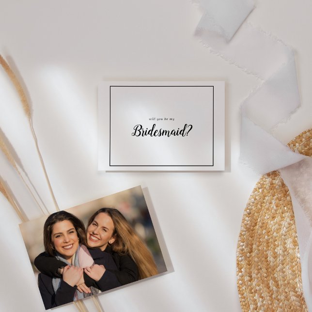 Simple Minimalist Photo Frame Be My Bridesmaid Card (Creator Uploaded)