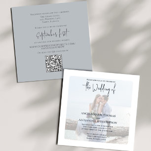 Simple Minimalist Photo Light Blue QR Code RSVP Invitation