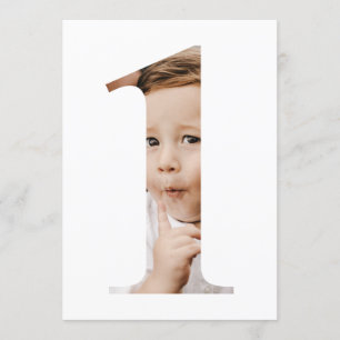 Simple Minimalist Photo Number One First Birthday Invitation