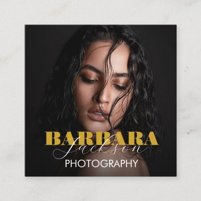 simple minimalist photo photographer  square business card (Front)