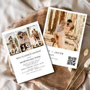 Simple Minimalist Photo QR code Wedding Invitation