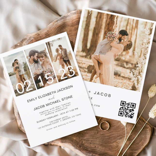 Simple Minimalist Photo QR code Wedding Invitation (Creator Uploaded)