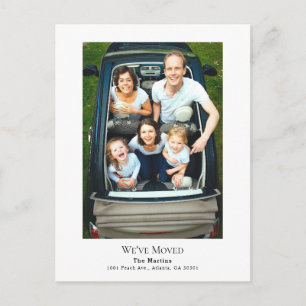 Simple Minimalist Photo Vertical White Moving Announcement Postcard