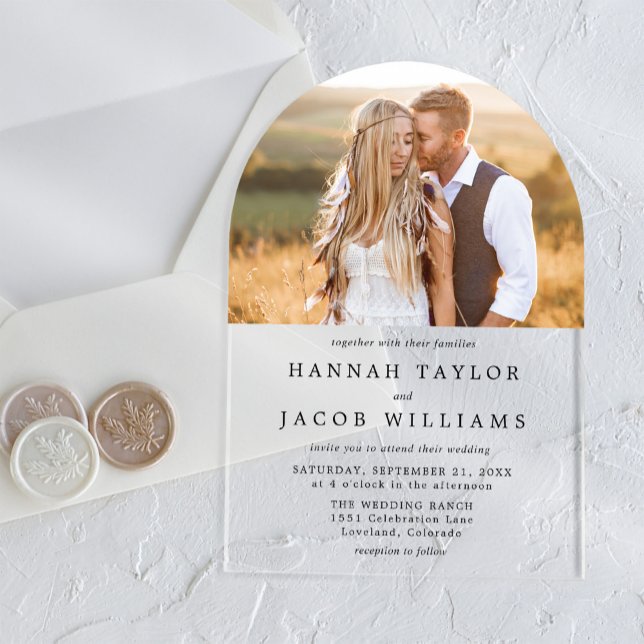 Simple Minimalist Photo Wedding Acrylic Invitations (Creator Uploaded)