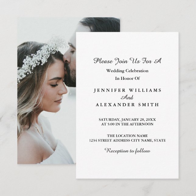 Simple Minimalist Photo Wedding Invitation (Front/Back)