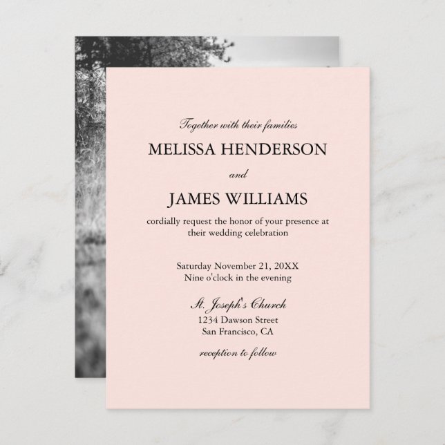 Simple Minimalist Photo Wedding Invitation (Front/Back)