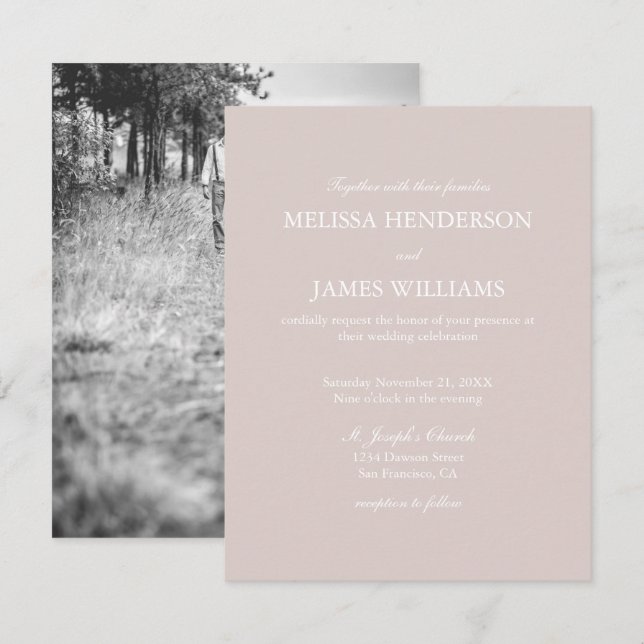 Simple Minimalist Photo Wedding Invitation (Front/Back)