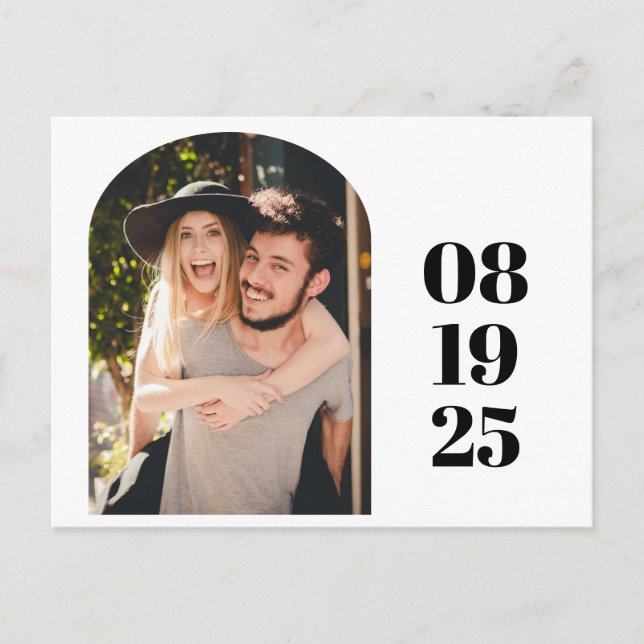 Simple Minimalist Photo Wedding Postcard (Front)