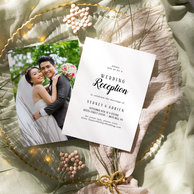 Simple Minimalist Photo Wedding Reception  Invitation (Creator Uploaded)
