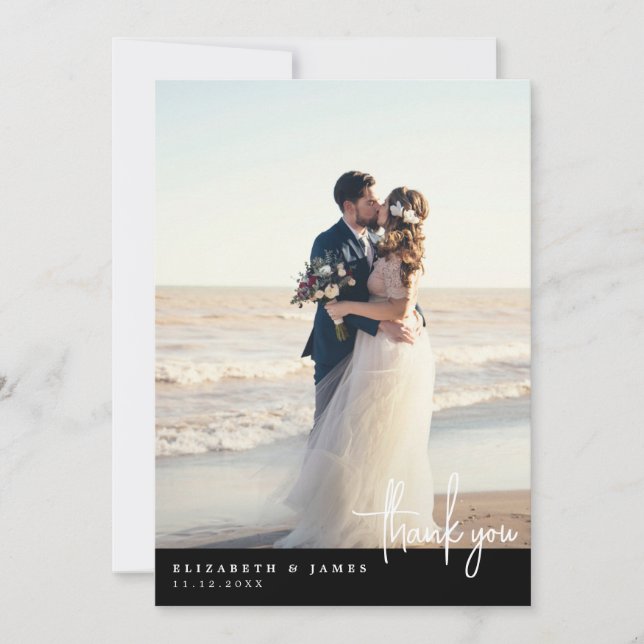 Simple Minimalist Photo Wedding Thank You Card (Front)