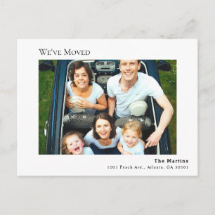 Simple Minimalist Photo White Moving Announcement Postcard