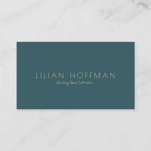 Simple minimalist pine green gold script designer business card (Front)