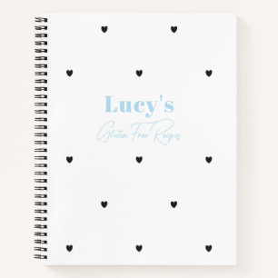 Simple Minimalist Pretty Heart Blank Recipe Notebook