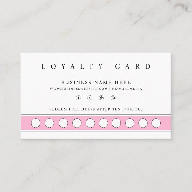 Simple Minimalist Punch Style Reward Program Loyalty Card (Front)