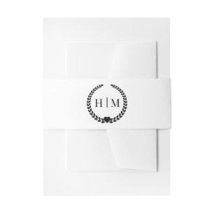 Simple Minimalist Pure White Monogram Invitation Belly Band