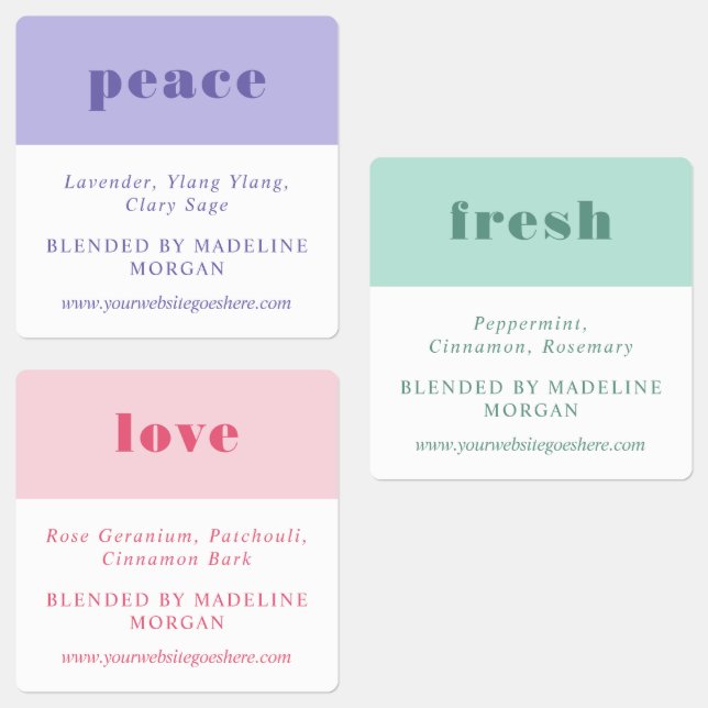 Simple Minimalist Purple Green Pink Essential Oils (Group)