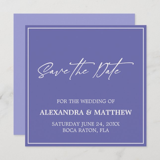 Simple Minimalist Purple  Save The Date (Front/Back)