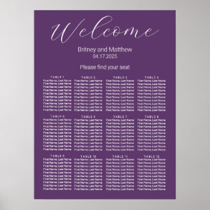 Simple Minimalist Purple Wedding Seating Chart