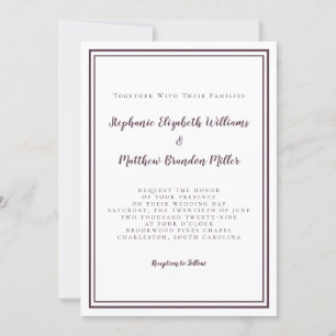 Simple Minimalist Purple White Chic Wedding Invitation