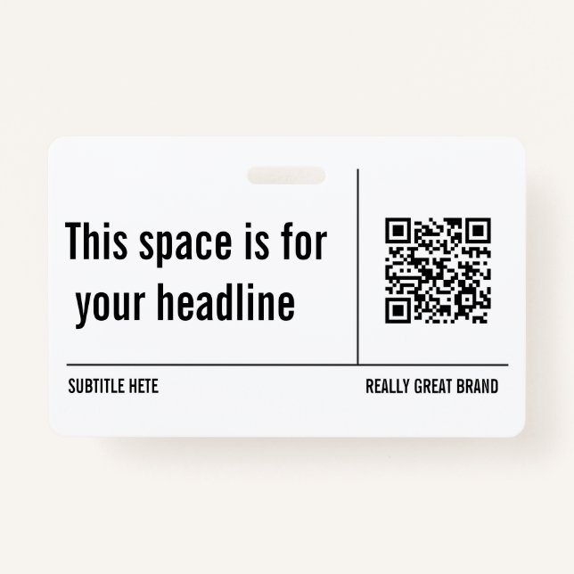  Simple Minimalist QR Code Custom Professional  Badge (Front)