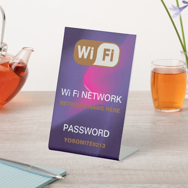 Simple Minimalist Rainbow Wifi Network Password Pedestal Sign (In SItu)