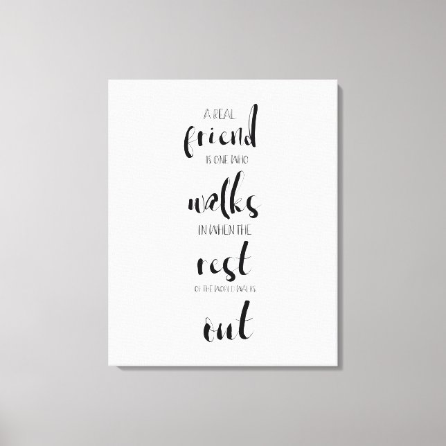 simple minimalist real friendship quote sweet canvas print (Front)