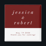 Simple Minimalist Red and White Wedding Magnet<br><div class="desc">A simple and minimalist wedding ref magnet with deep red and white theme. Perfect give aways for your wedding.</div>