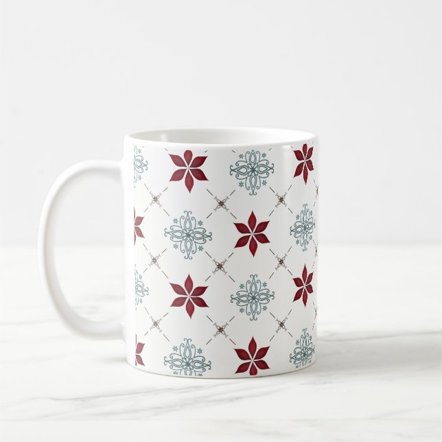Simple Minimalist Red Blue Star Pattern  Coffee Mug (Left)