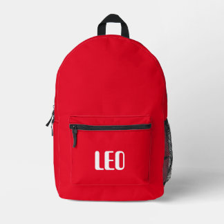 Simple Minimalist red Custom Personalized Printed Backpack