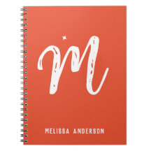 Simple Minimalist Red Orange Monogram Name