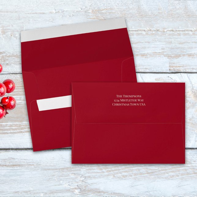 Simple Minimalist Red Return Address Printed Envelope (Creator Uploaded)