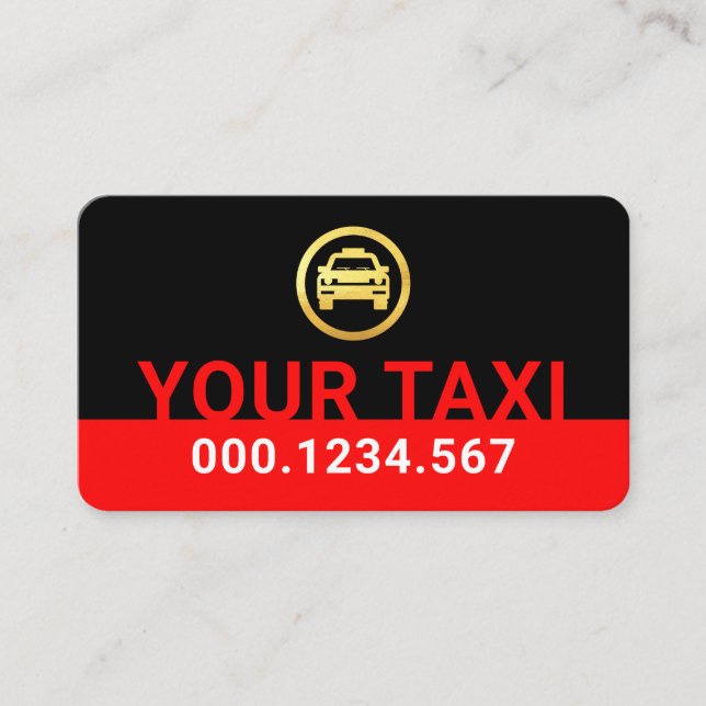 Simple Minimalist Red Taxi Signage Business Card (Front)