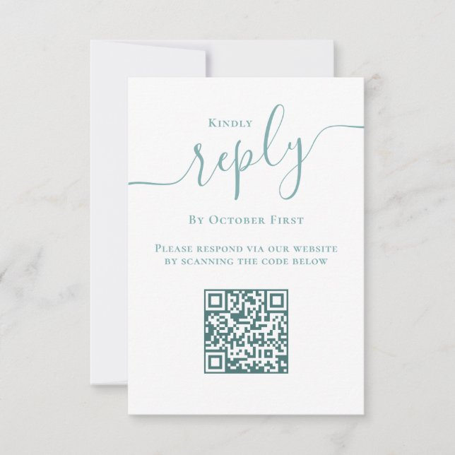Simple Minimalist Response RSVP QR Code Turquoise  (Front)