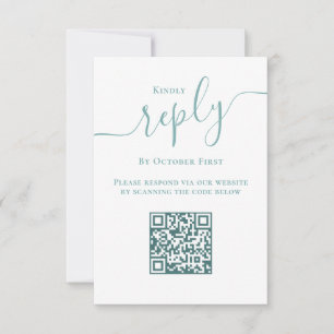 Simple Minimalist Response RSVP QR Code Turquoise 