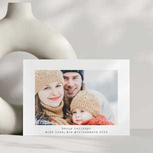Simple Minimalist Retro Typewriter Two Photo  Holiday Card