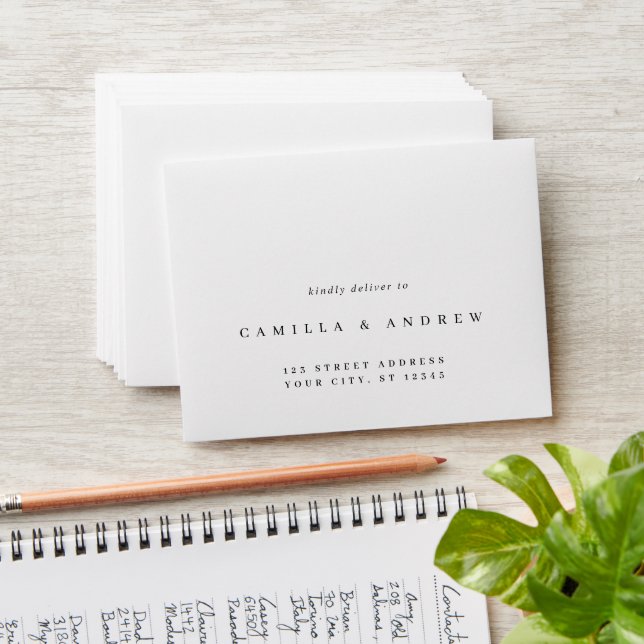 Simple Minimalist Return Address Wedding RSVP Envelope (Stacked)