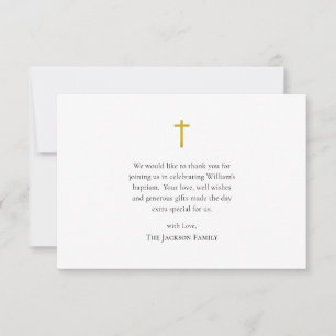 Simple, Minimalist Roman Catholic Baptism Thank You Card