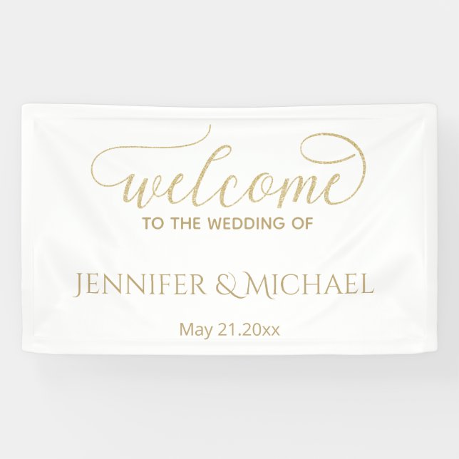 Simple minimalist romantic gold foil calligraphy banner (Horizontal)