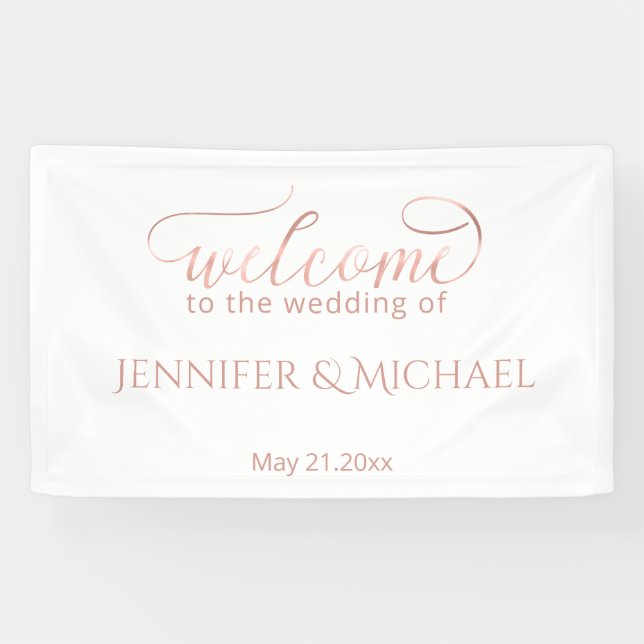 Simple minimalist romantic rose gold calligraphy banner (Horizontal)