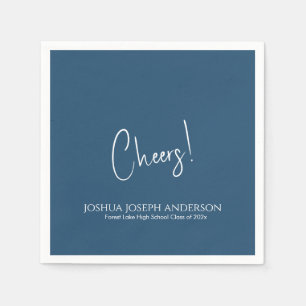 Simple Minimalist Royal Blue Graduation Party Napkin