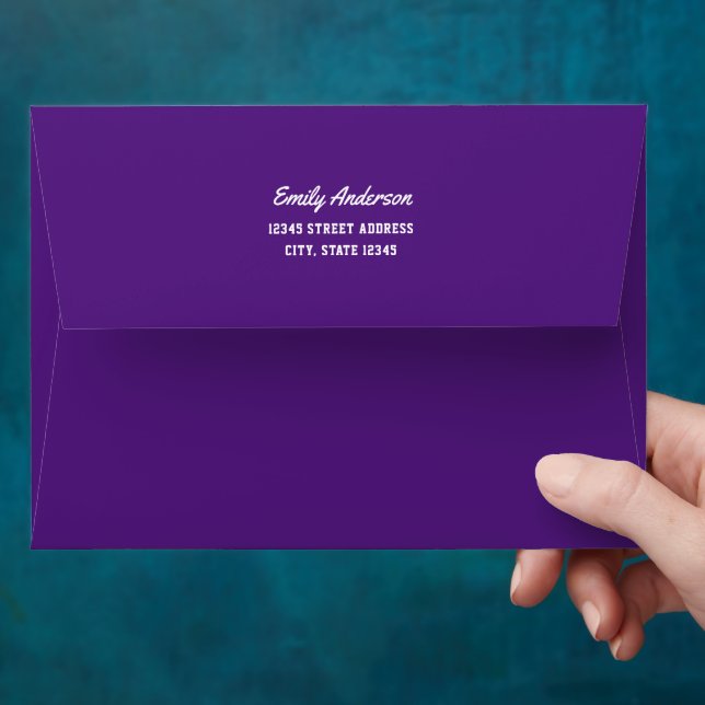 Simple Minimalist Royal Purple Return Address Envelope (Hand)