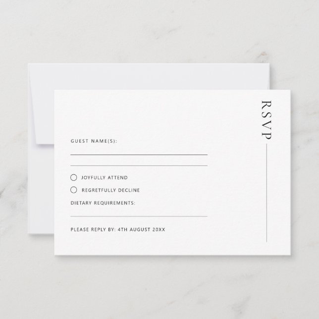 Simple minimalist RSVP Reply Card (Front)