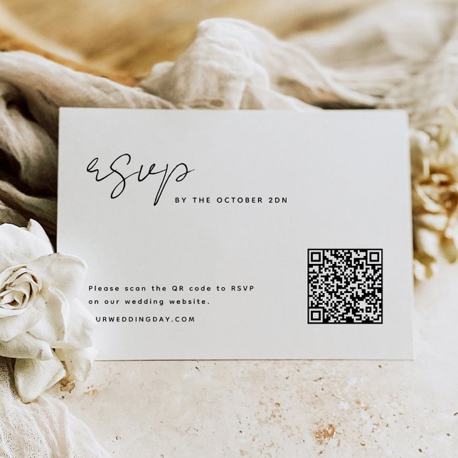 Simple Minimalist RSVP with QR Code Card (Creator Uploaded)