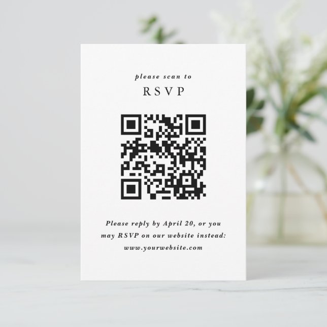 Simple Minimalist RSVP with QR code Enclosure Card (Standing Front)