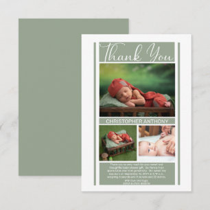 Simple Minimalist Sage Baby Shower Boy Thank You Card